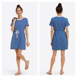 Draper James Tie Waist T-Shirt Dress in Blue Nautical Stripe XXL